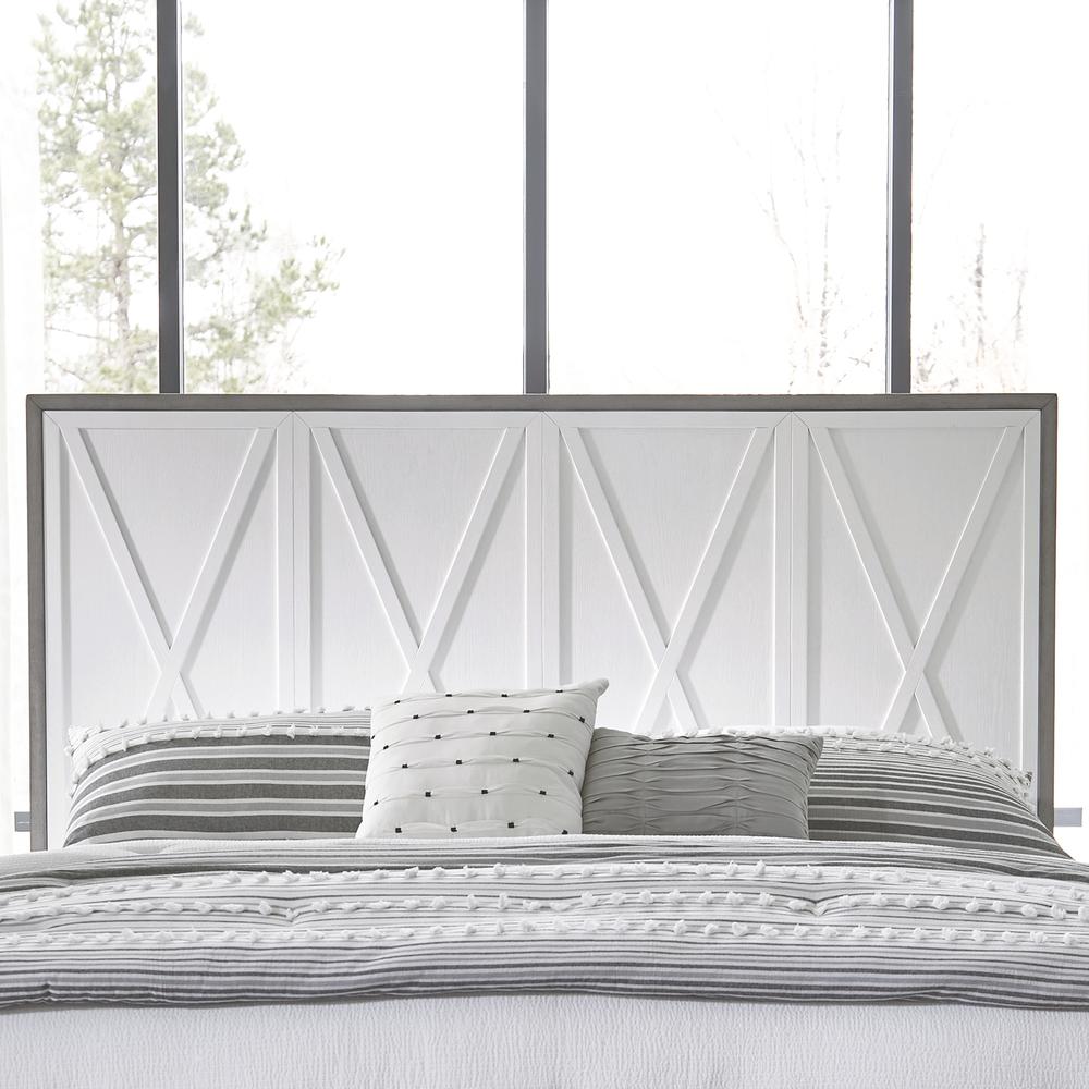 Queen Panel Headboard Contemporary White. Picture 1