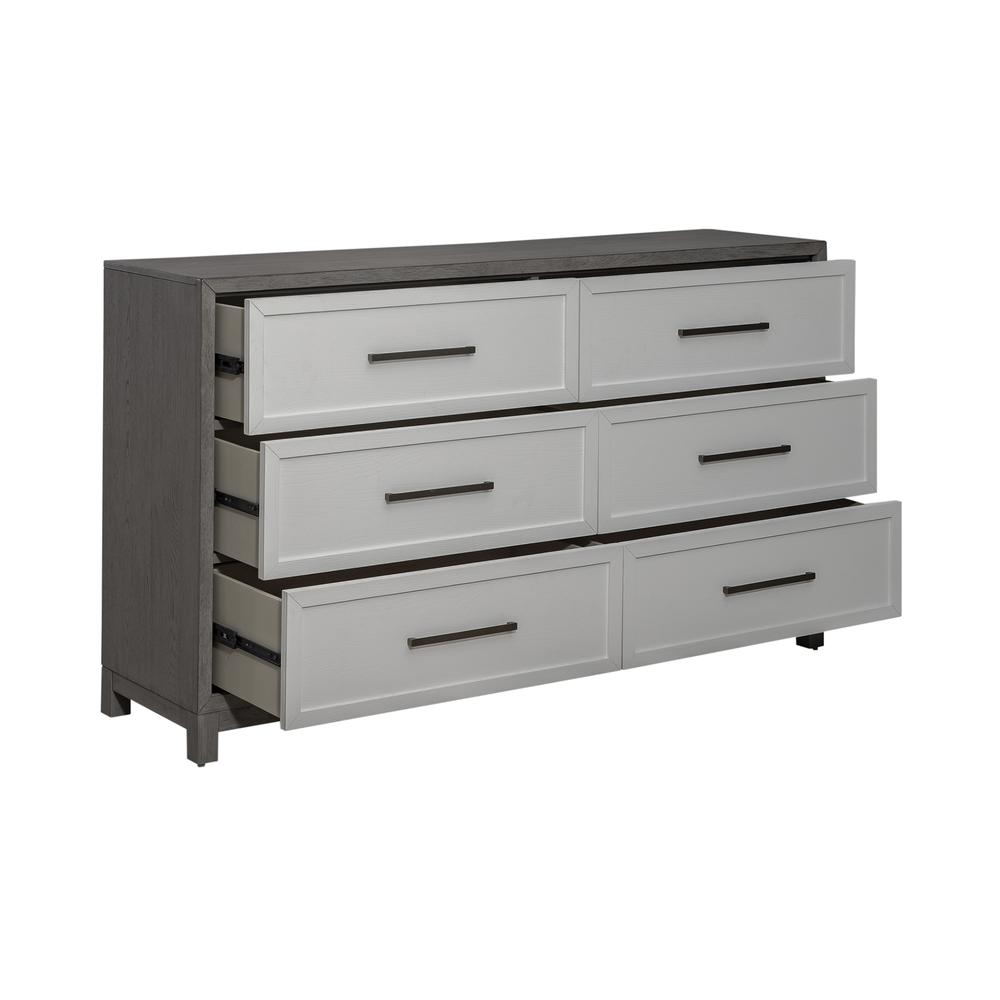 Palmetto Heights 6 Drawer Dresser in Shell White and Driftwood Finish. Picture 1
