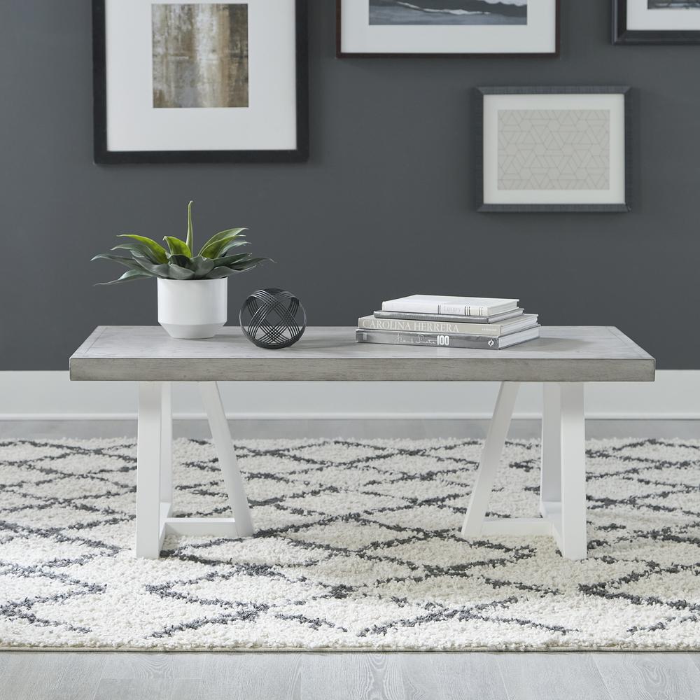 Rectangular Cocktail Table Contemporary White in Two-Tone Shell White. Picture 2
