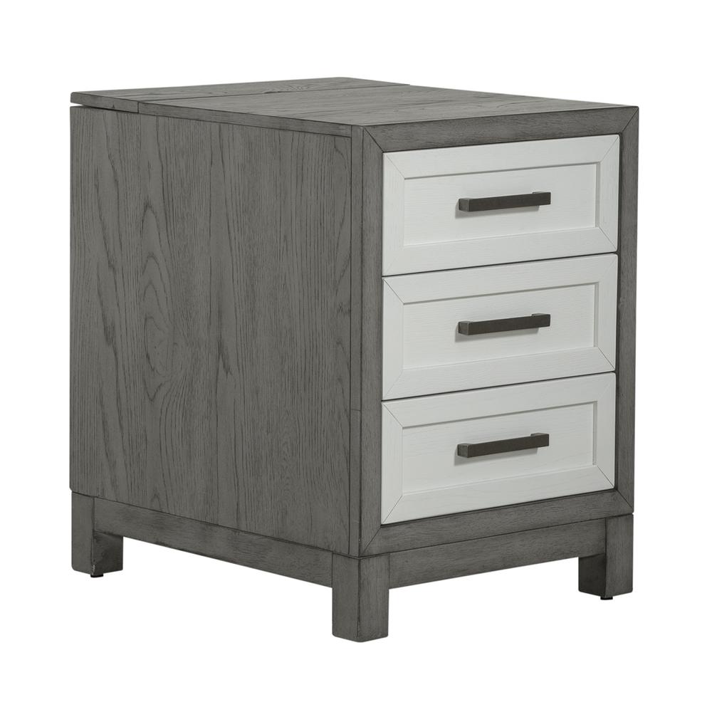 3 Drawer Chairside Table Contemporary White in Two-Tone Shell White. Picture 1