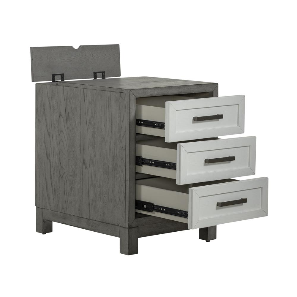 3 Drawer Chairside Table Contemporary White in Two-Tone Shell White. Picture 9