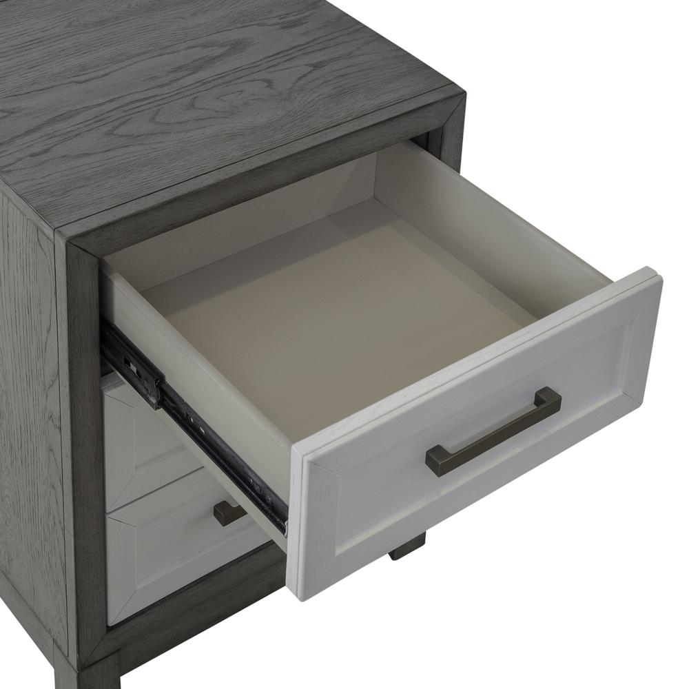 3 Drawer Chairside Table Contemporary White in Two-Tone Shell White. Picture 11