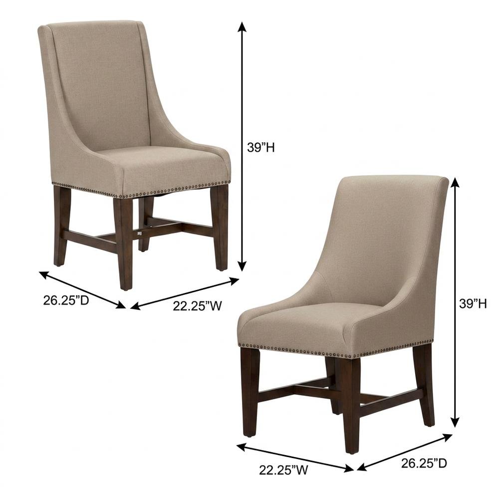 Upholstered Traditional Dining Chairs for Living Room, Brown, Set of 2. Picture 5