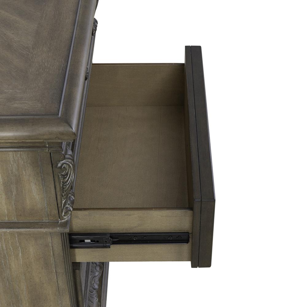 3 Drawer Night Stand with Charging Station Traditional Brown. Picture 7