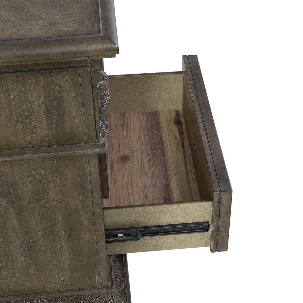 3 Drawer Night Stand with Charging Station Traditional Brown. Picture 8