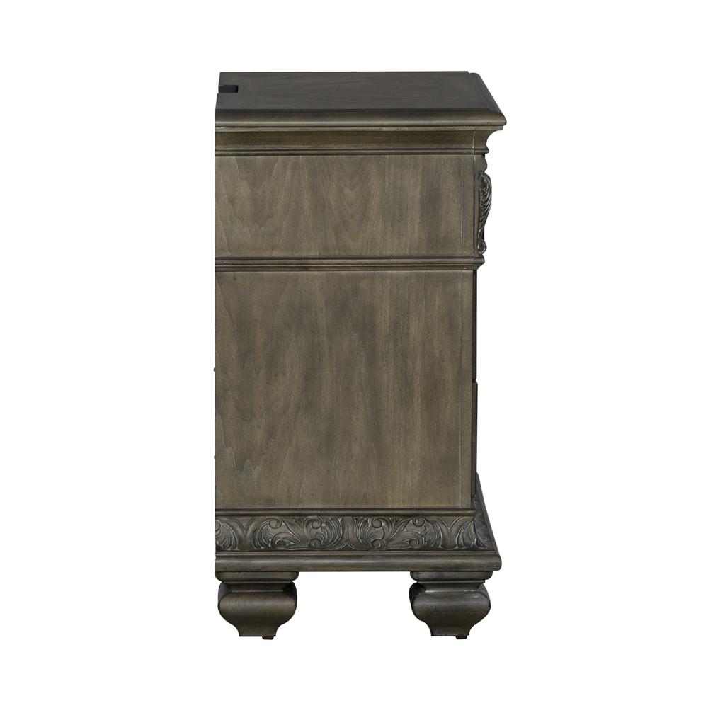 3 Drawer Night Stand with Charging Station Traditional Brown. Picture 4