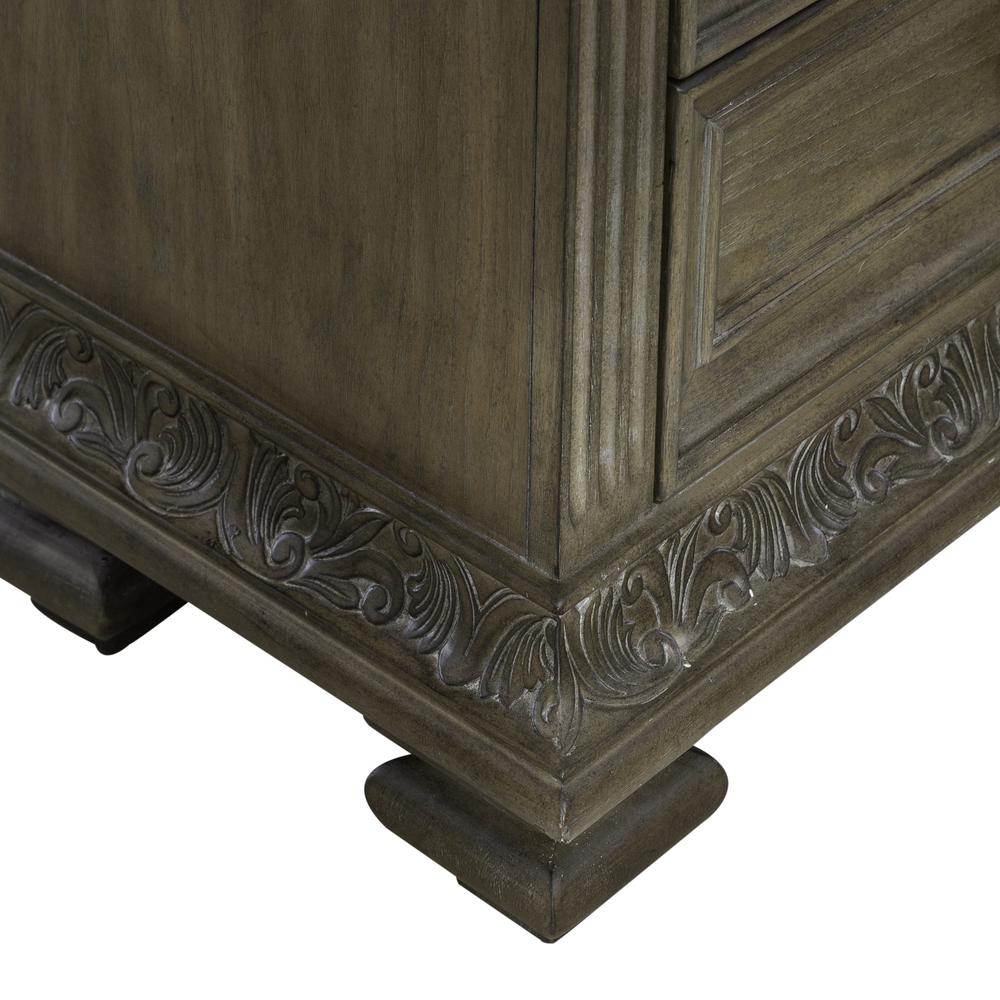 Bedside Chest w/ Charging Station Traditional Brown. Picture 11