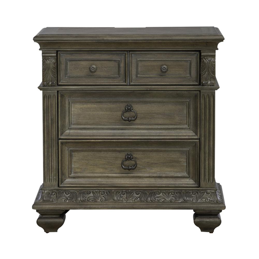 Bedside Chest w/ Charging Station Traditional Brown. Picture 3