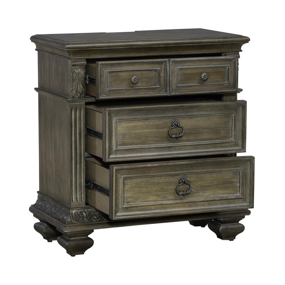 Bedside Chest w/ Charging Station Traditional Brown. Picture 7