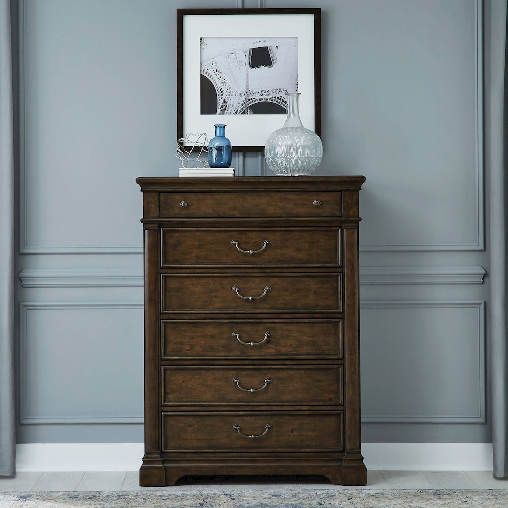 Arden Road 6 Drawer Chest for Bedroom  - Satin Cherry. Picture 2