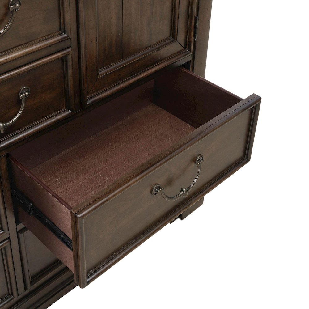 Arden Road 2 Door 10 Drawer Chest for Bedroom - Satin Cherry. Picture 11