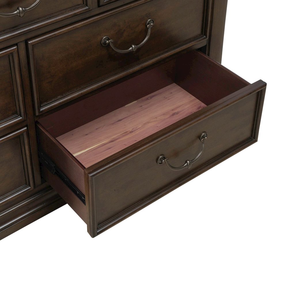 Arden Road 2 Door 10 Drawer Chest for Bedroom - Satin Cherry. Picture 12