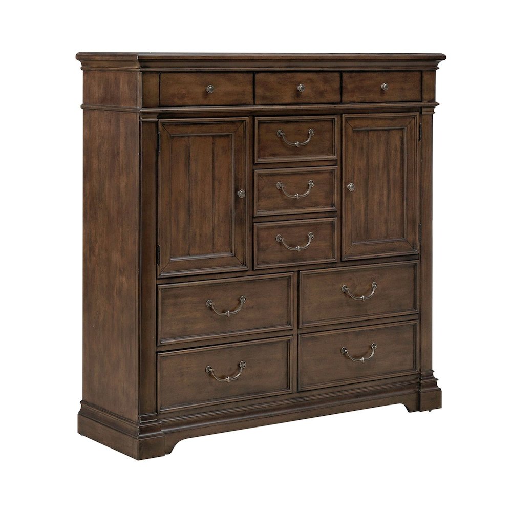 Arden Road 2 Door 10 Drawer Chest for Bedroom - Satin Cherry. Picture 1
