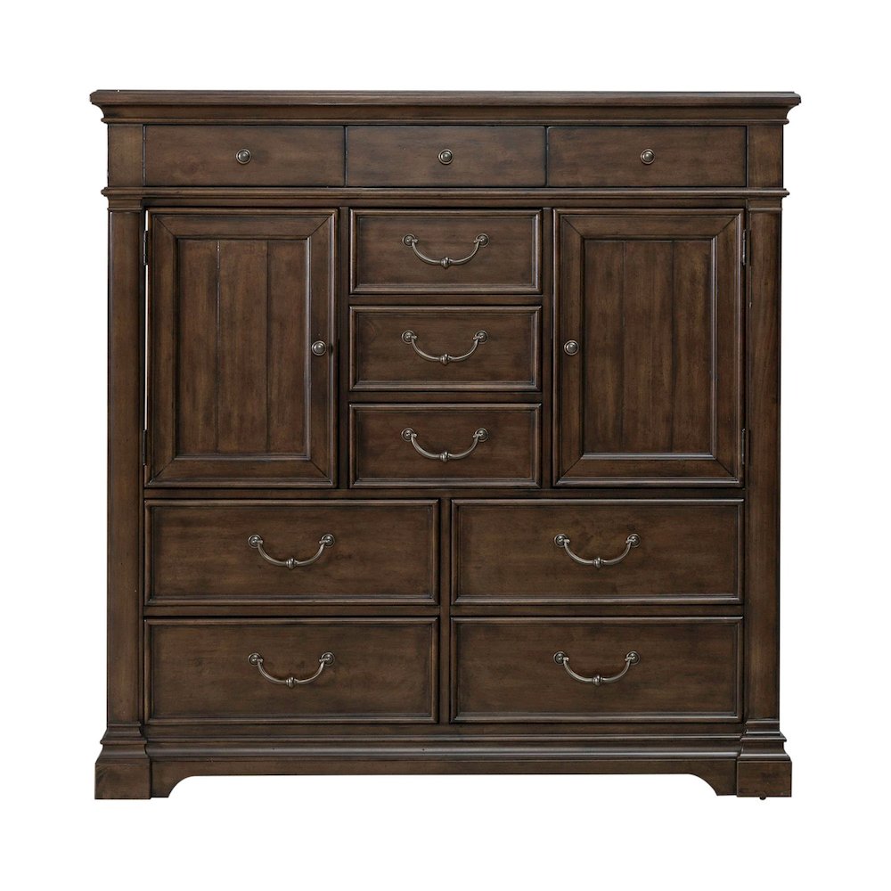 Arden Road 2 Door 10 Drawer Chest for Bedroom - Satin Cherry. Picture 3