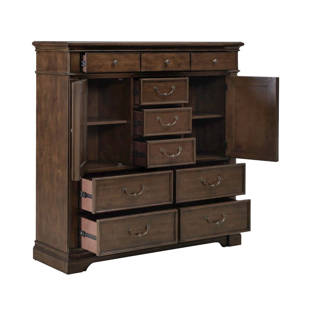 Arden Road 2 Door 10 Drawer Chest for Bedroom - Satin Cherry. Picture 7