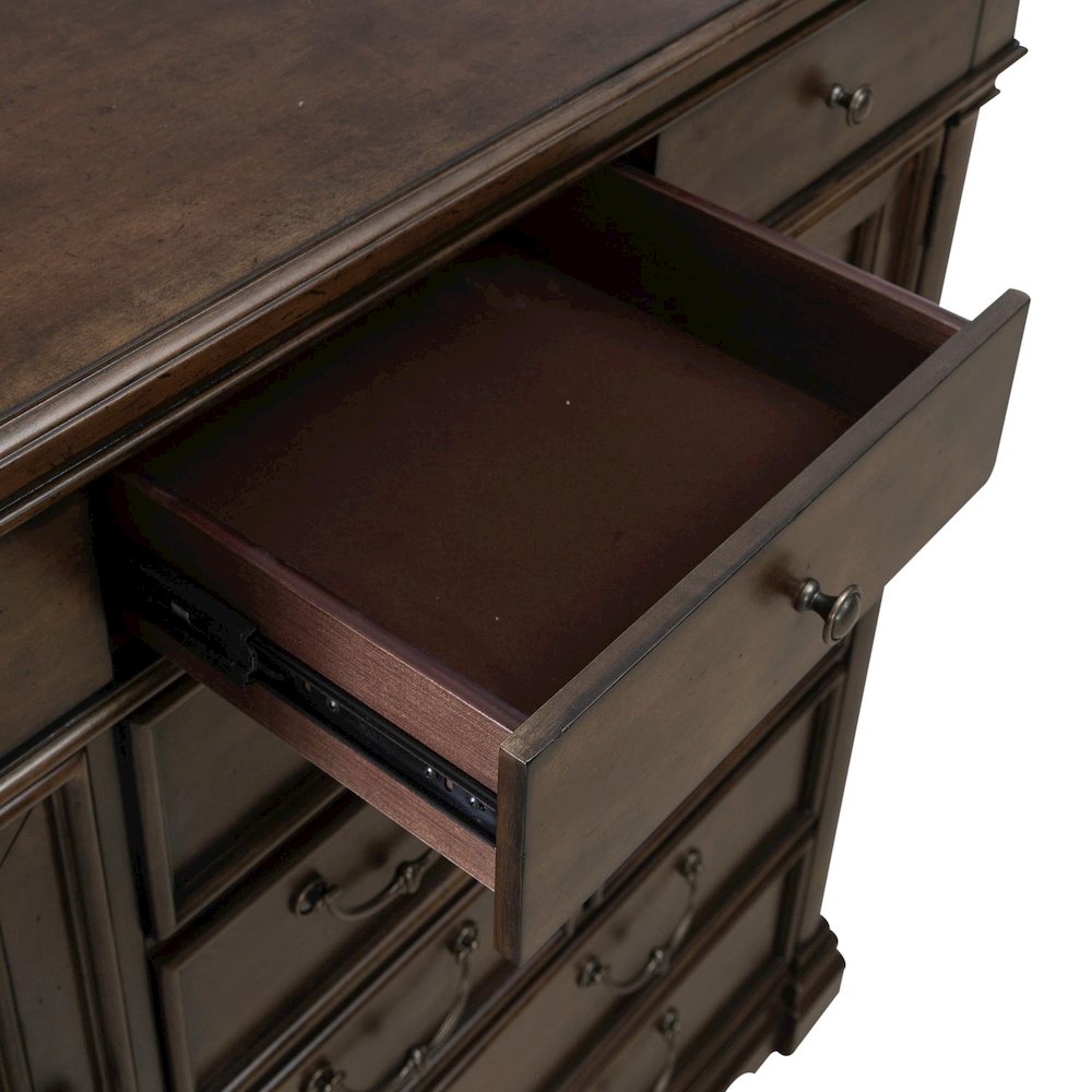 Arden Road 2 Door 10 Drawer Chest for Bedroom - Satin Cherry. Picture 9