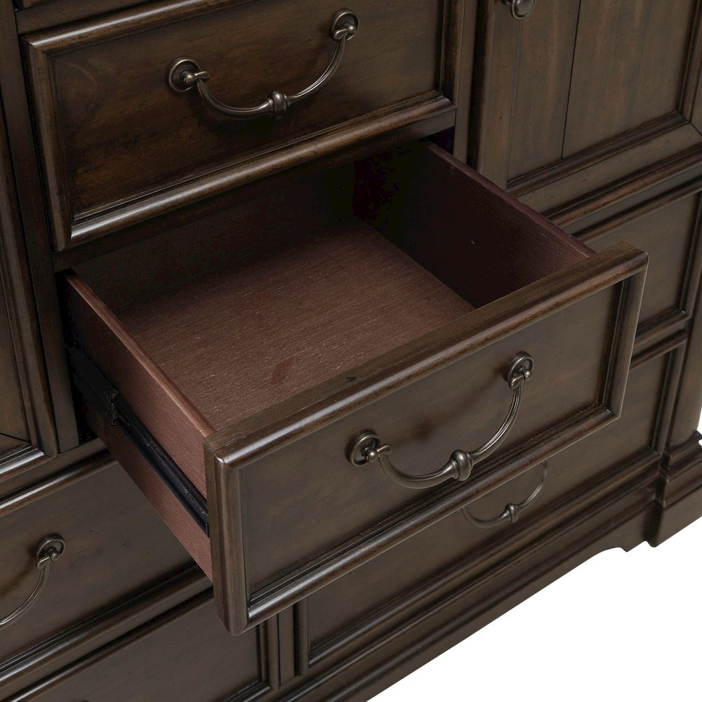 Arden Road 2 Door 10 Drawer Chest for Bedroom - Satin Cherry. Picture 10