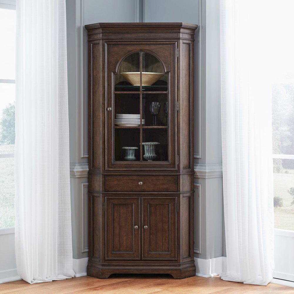 Arden Road Dining Room Corner Cabinet Display - Satin Cherry. Picture 2