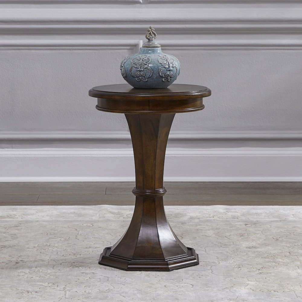 Arden Road Living Room Round Chairside Table  - Satin Cherry. Picture 2