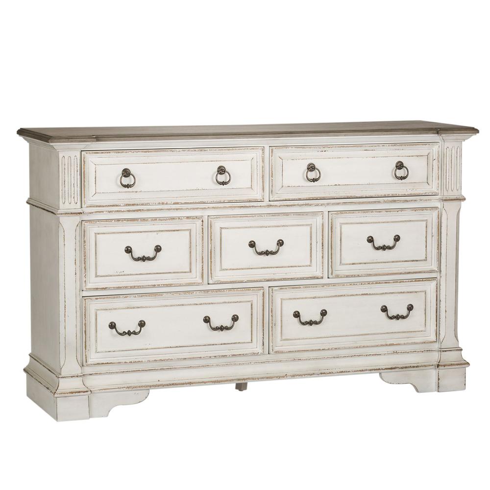 Abbey Park 7 Drawer Dresser in Antique White. Picture 1