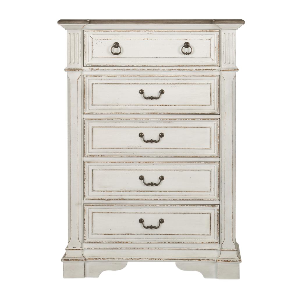 Abbey Park 5 Drawer Chest in Antique White. Picture 2