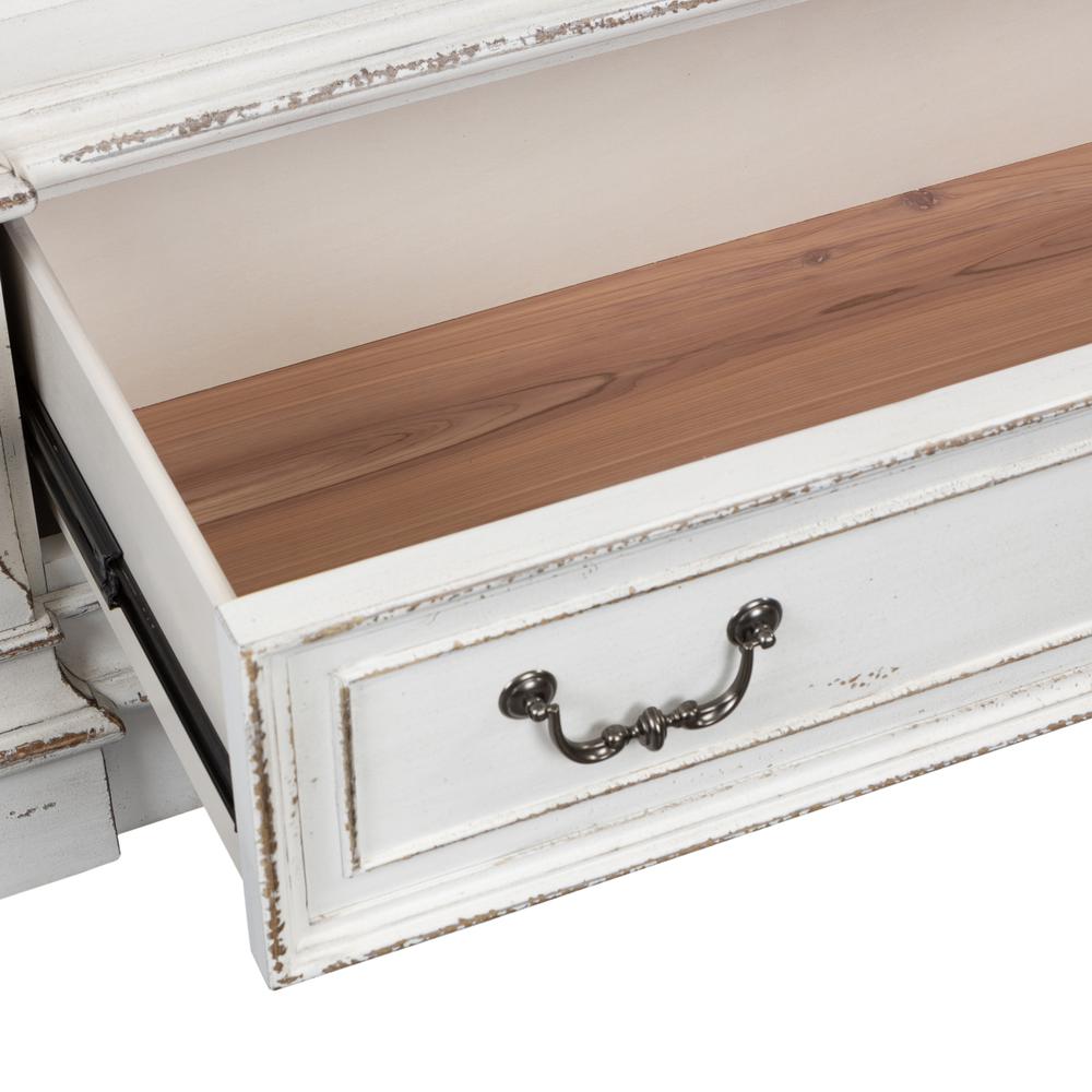 Abbey Park Mirrored Door Chest in Antique White. Picture 9