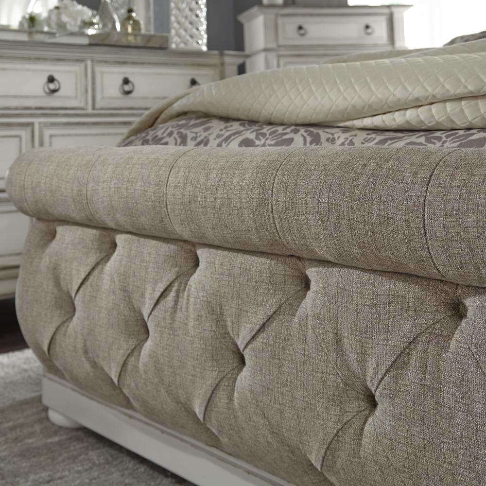 Abbey Park Queen Upholstered Sleigh Bed in Antique White. Picture 7
