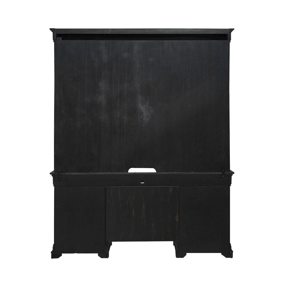 Meritage Credenza & Hutch Home Office Desk Set-Aged Charcoal, Rub Thru & Caramel. Picture 3