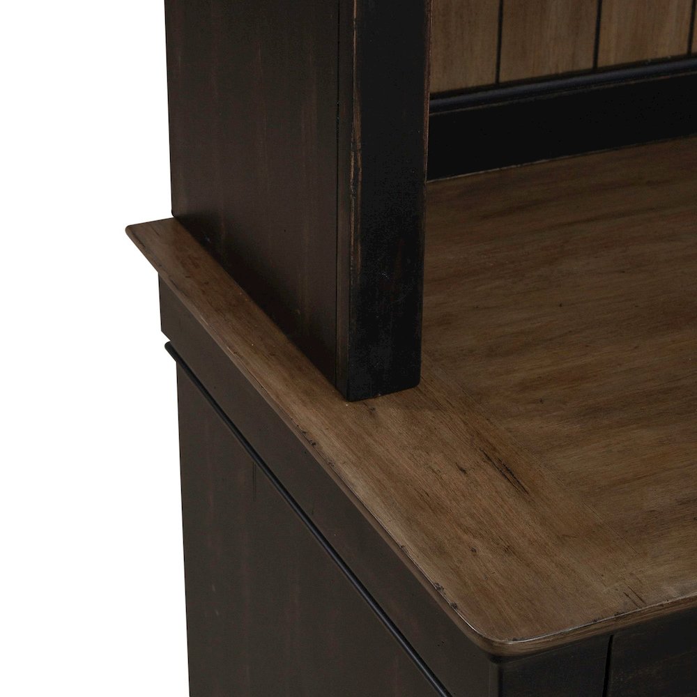 Meritage Credenza & Hutch Home Office Desk Set-Aged Charcoal, Rub Thru & Caramel. Picture 5