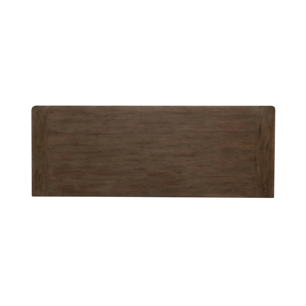 Credenza Desk for Home Office - Aged Charcoal, Rub Thru & Caramel. Picture 4