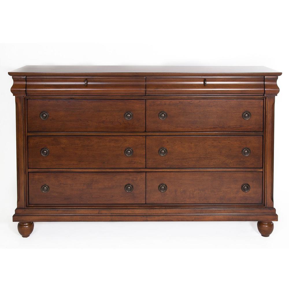 Rustic Traditions 8 Drawer Dresser in Rustic Cherry. Picture 1