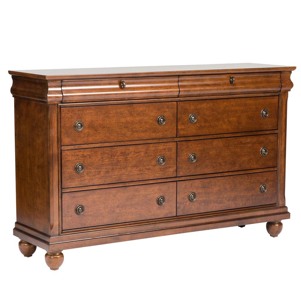 Rustic Traditions 8 Drawer Dresser in Rustic Cherry. Picture 2