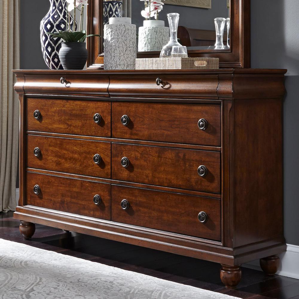 Rustic Traditions 8 Drawer Dresser in Rustic Cherry. Picture 6
