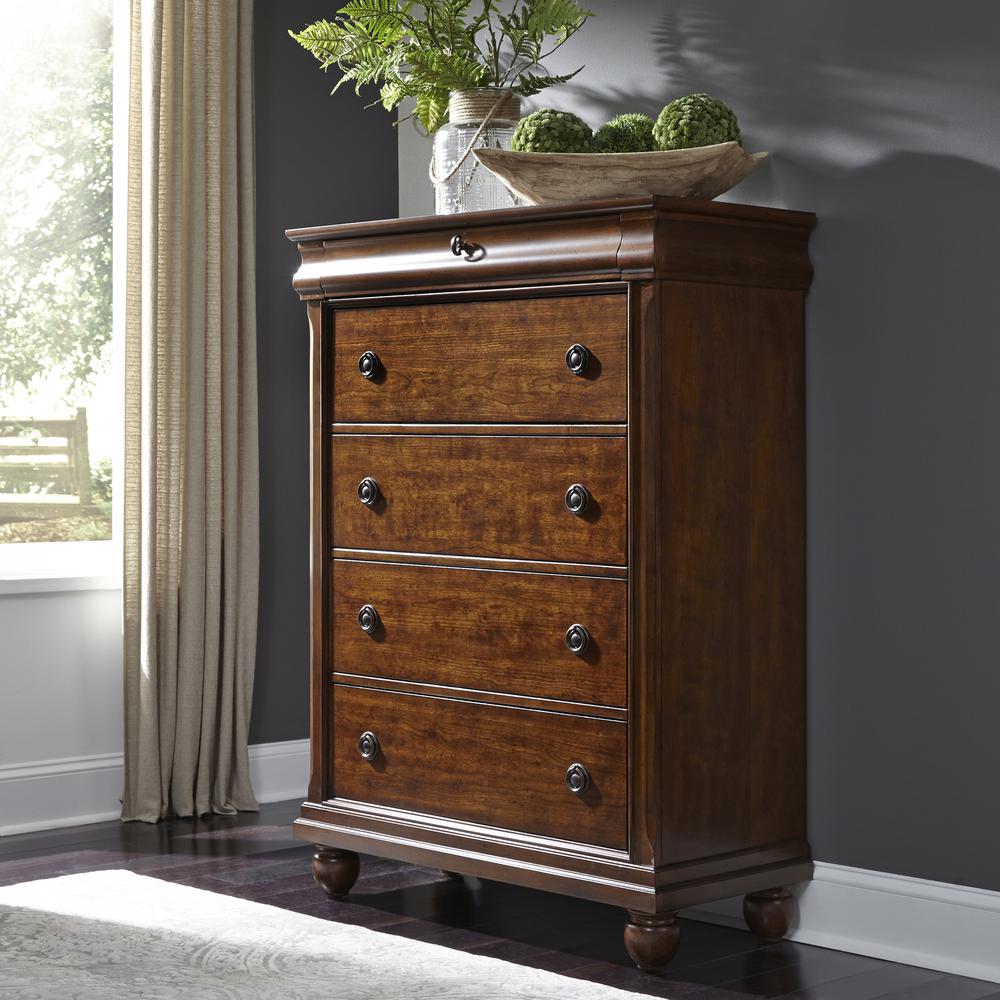 Rustic Traditions 5 Drawer Chest in Rustic Cherry. Picture 3