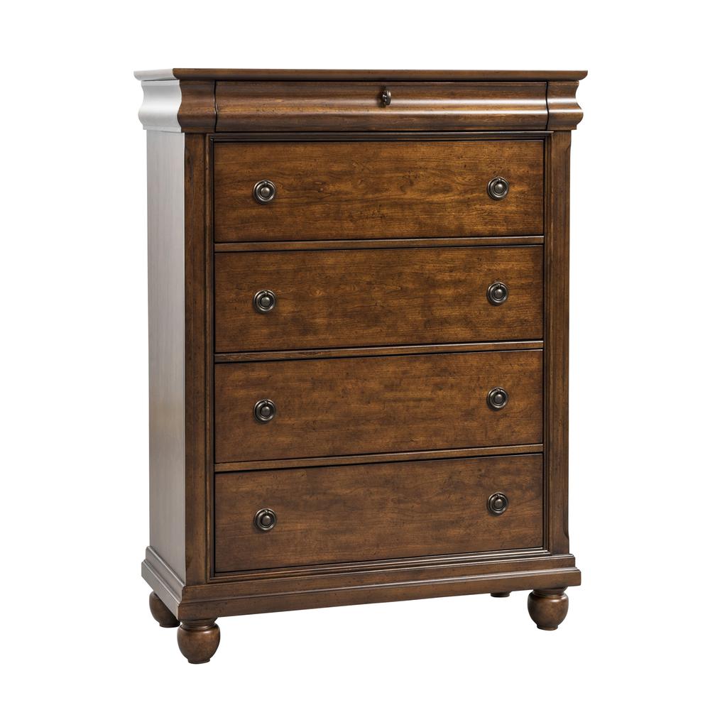 Rustic Traditions 5 Drawer Chest in Rustic Cherry. Picture 1