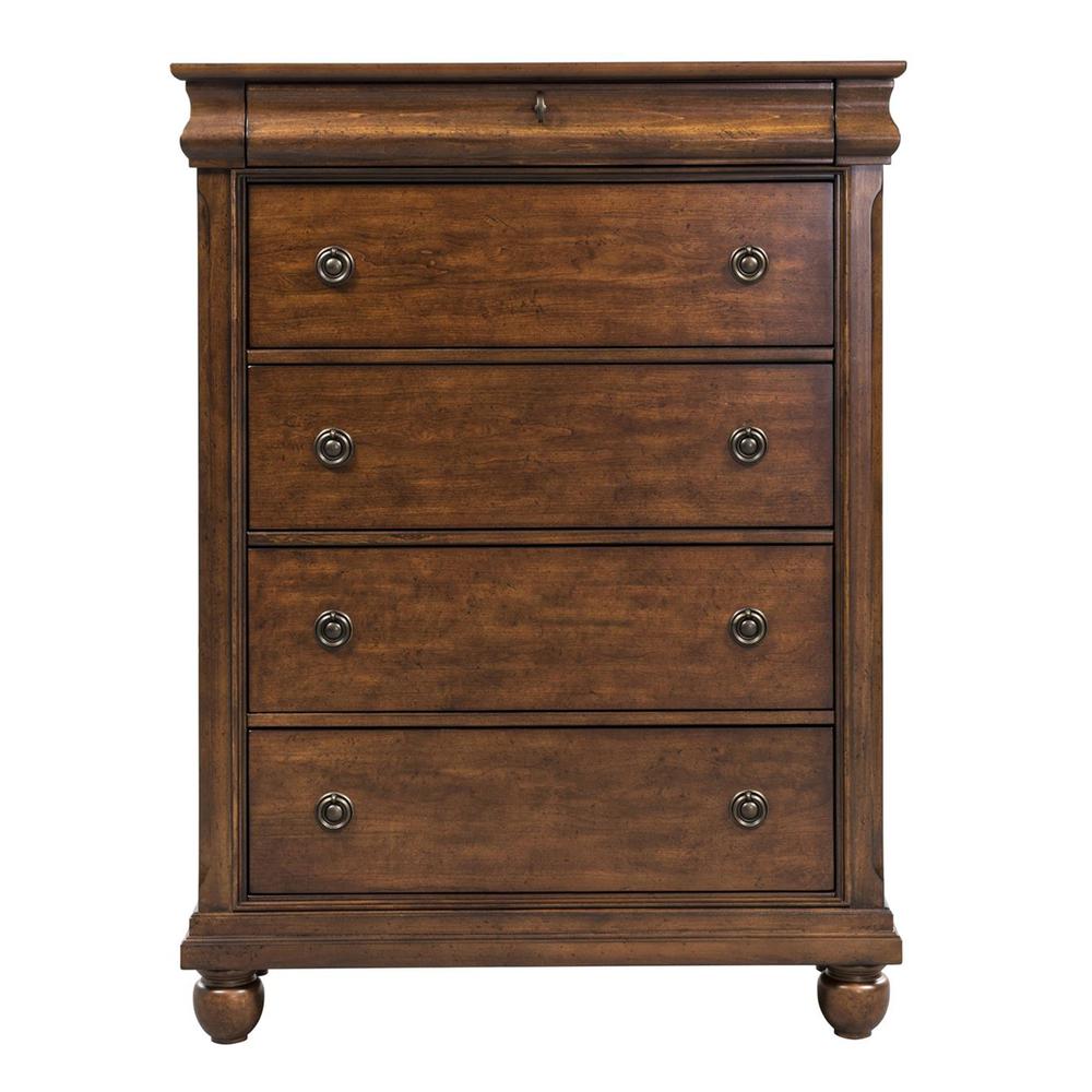 Rustic Traditions 5 Drawer Chest in Rustic Cherry. Picture 2
