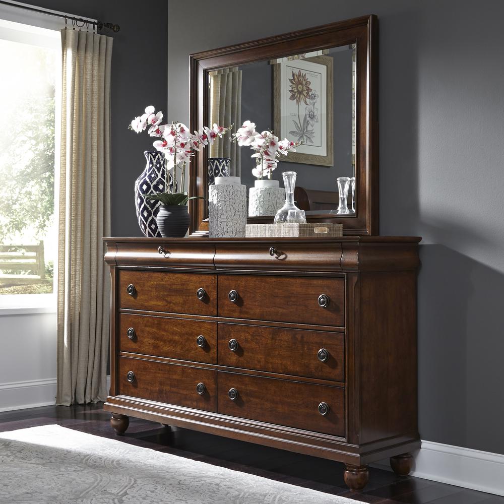 Rustic Traditions Dresser & Mirror in Rustic Cherry. Picture 2