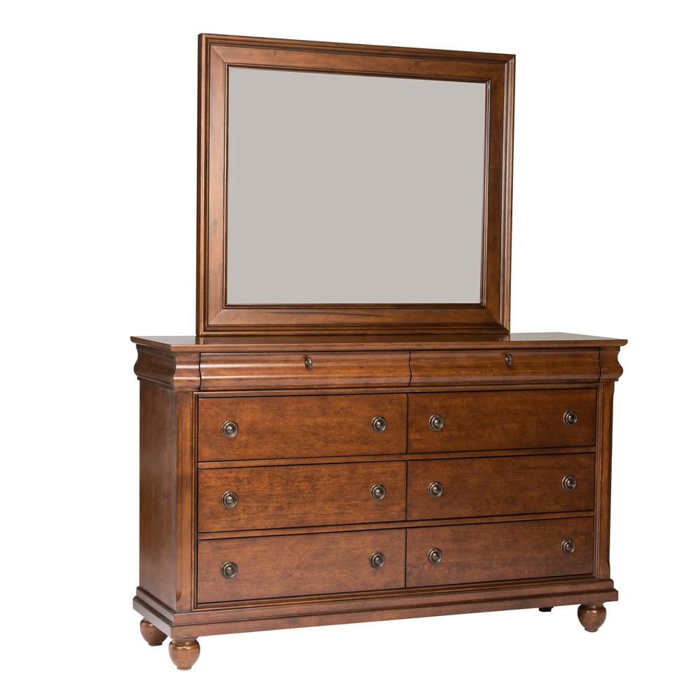 Rustic Traditions Dresser & Mirror in Rustic Cherry. Picture 1