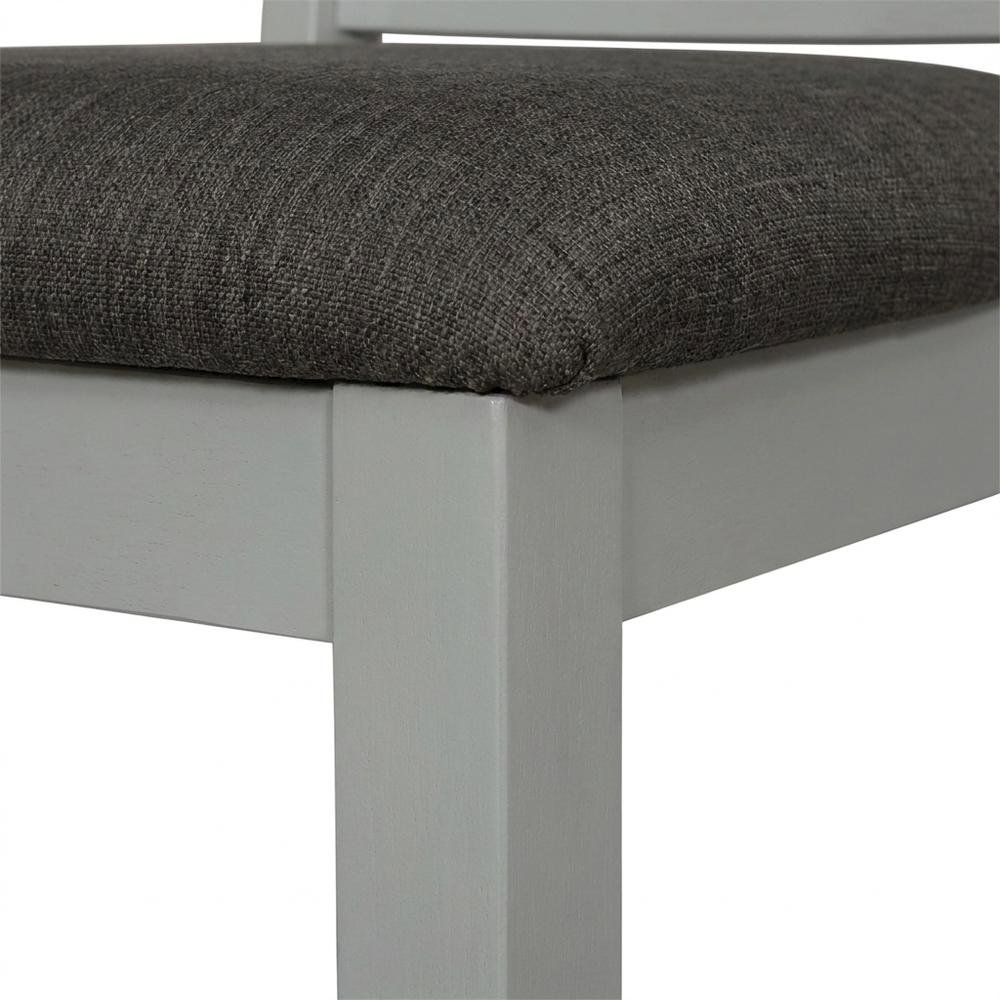 Rubberwood Upholstered Ladder Back Dining Chairs, Grey, Set of 2. Picture 6