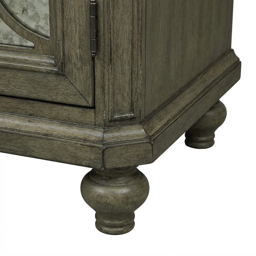 Rustic Credenza in Heathered Taupe with Storage and Wooden Finish. Picture 6