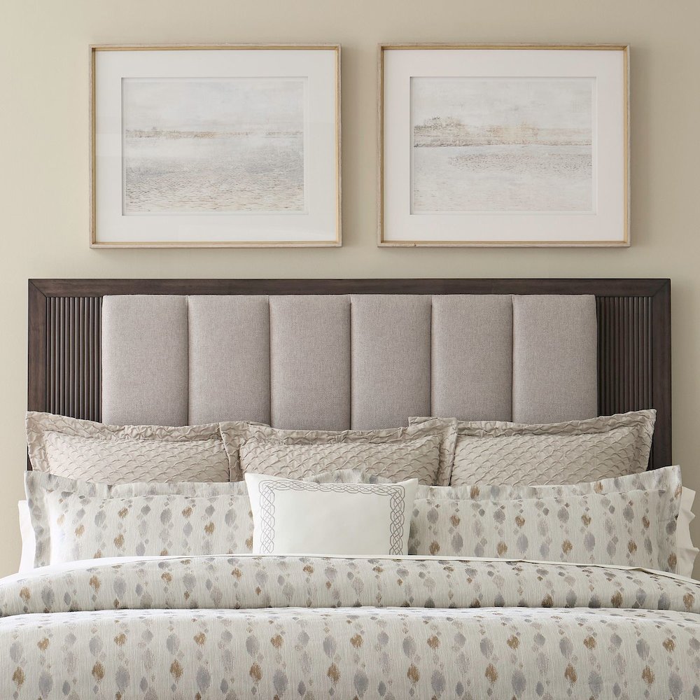 Modern Edge Queen Upholstered Bed, Dresser & Mirror, Chest Bedroom Set - Caffe. Picture 6