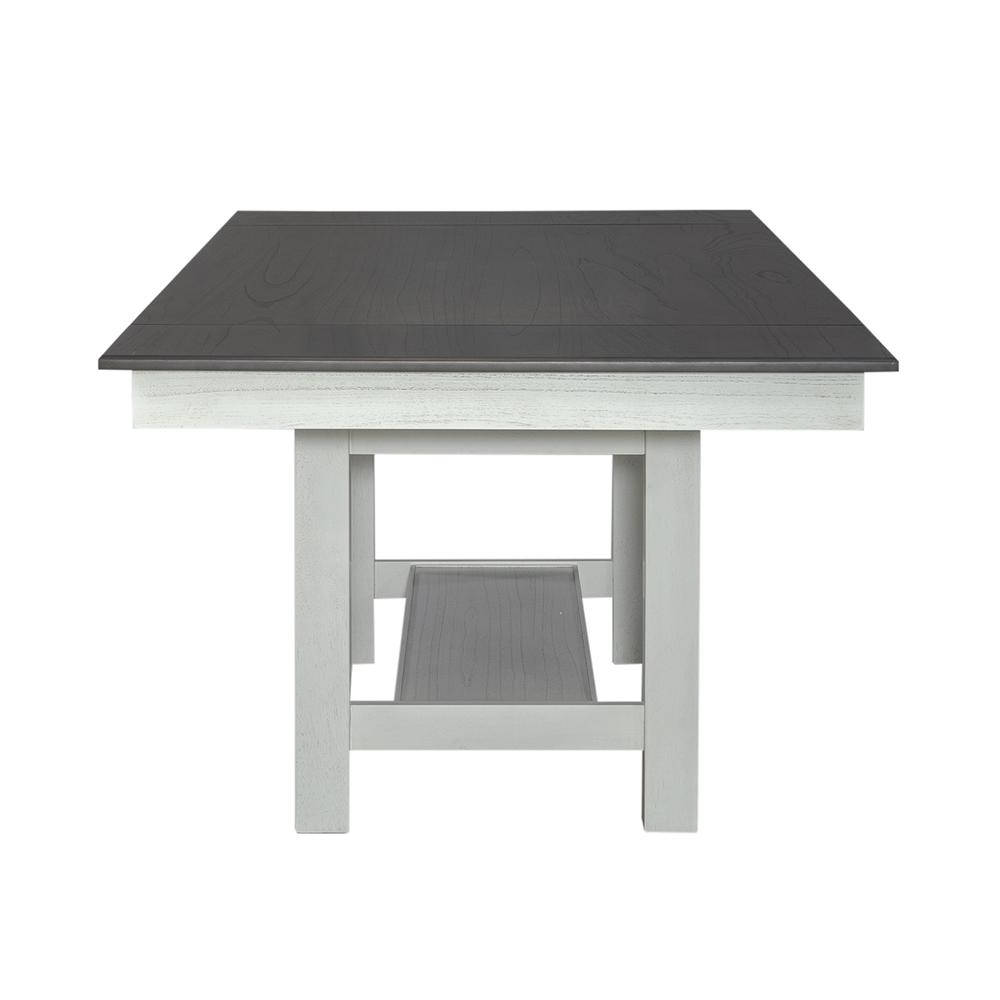 Brook Bay Trestle Table Set - Textured White w/ Carbon Gray Tops in White. Picture 5
