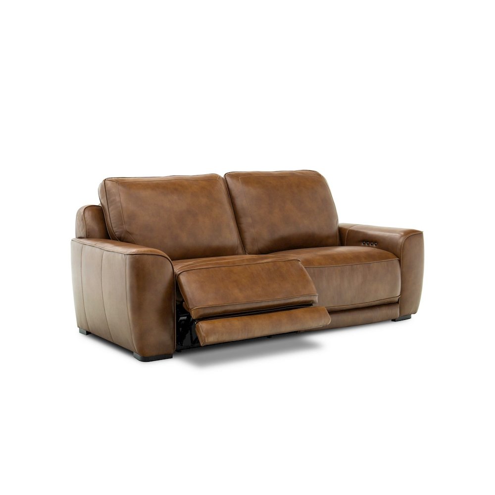 Blake Power Reclining Sofa - Venetian Honey Leather. Picture 7