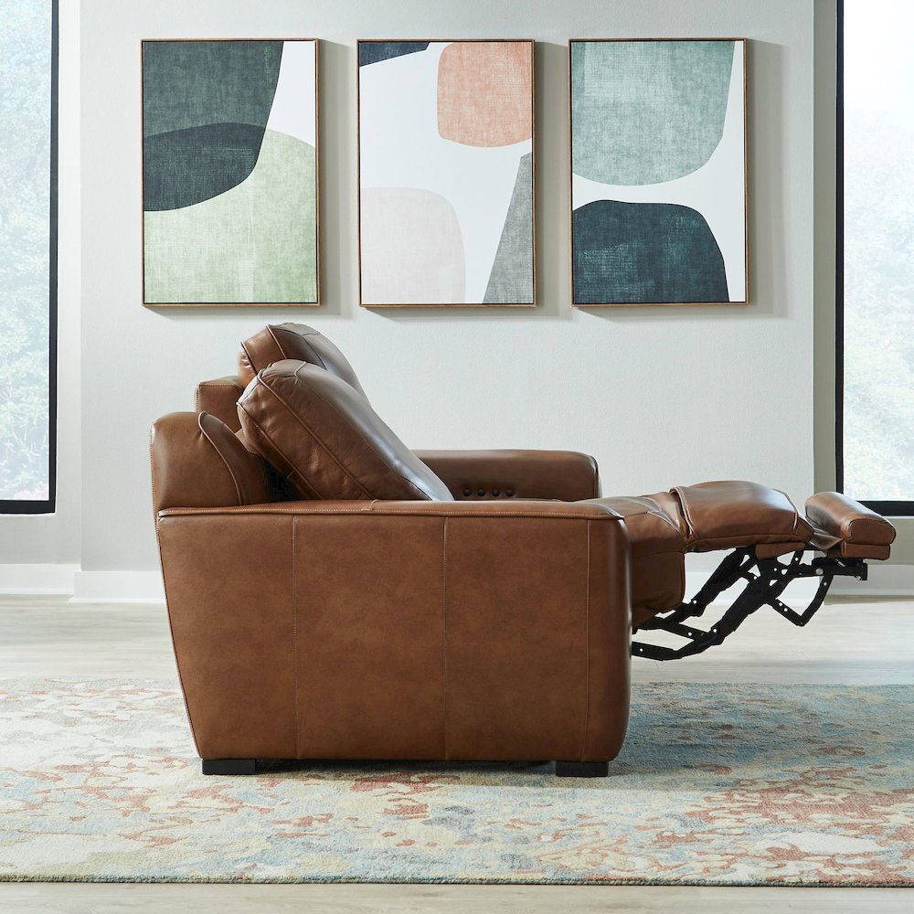Blake Zero Wall Power Recline Set with Sofa & Loveseat - Venetian Honey Leather. Picture 7