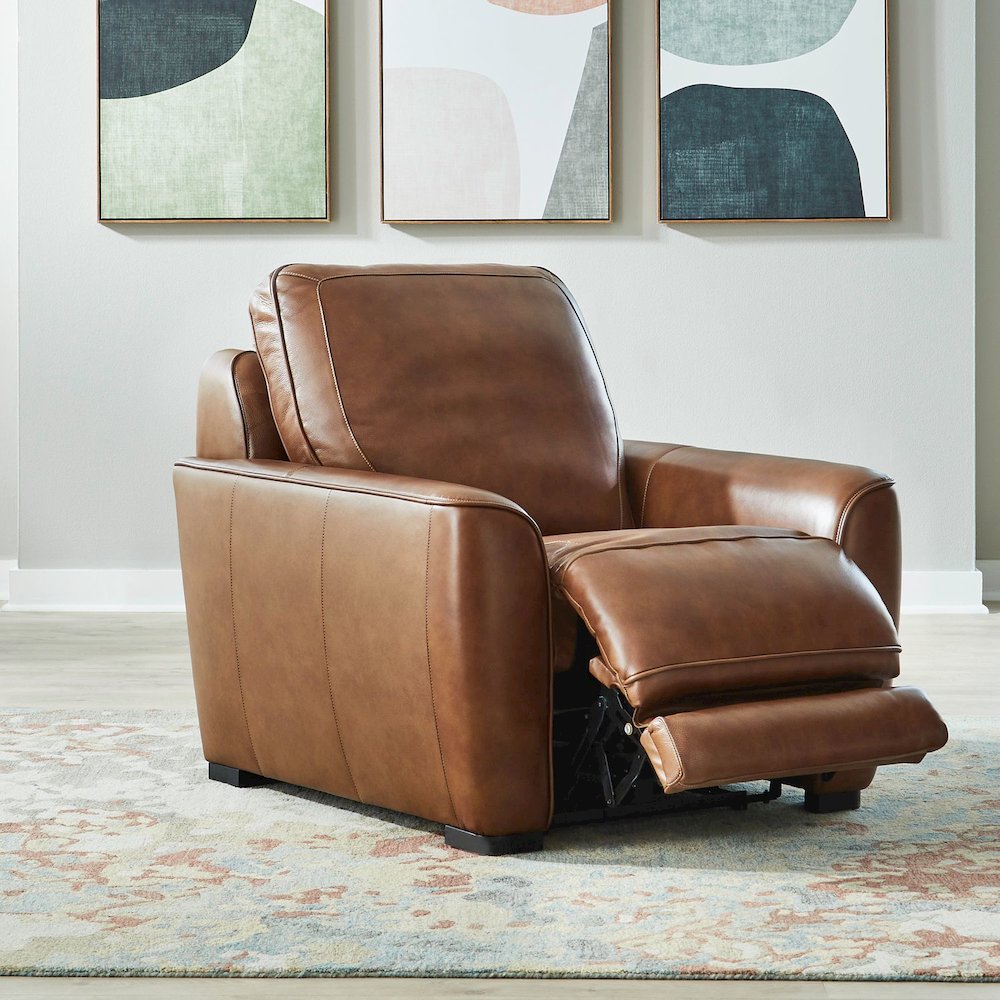Blake Zero Wall Power Recline Set with Sofa & Recliner - Venetian Honey Leather. Picture 7