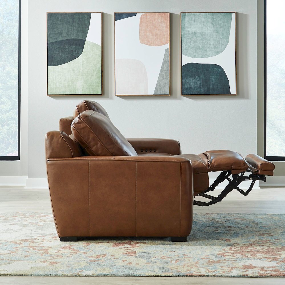 Blake Zero Wall Power Recline Set with Sofa & Recliner - Venetian Honey Leather. Picture 9