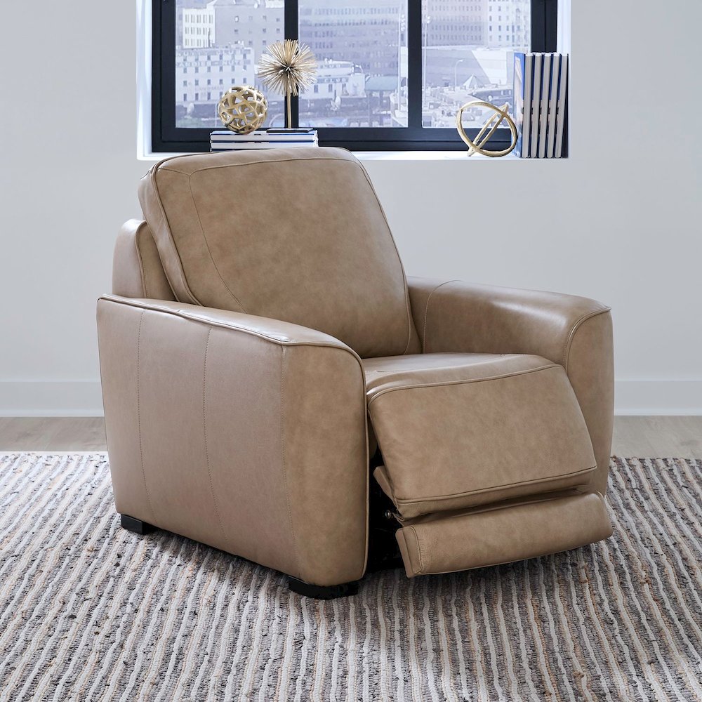 Blake Zero Wall Power Recline Set with Sofa & Recliner - Sophia Oatmeal Leather. Picture 5