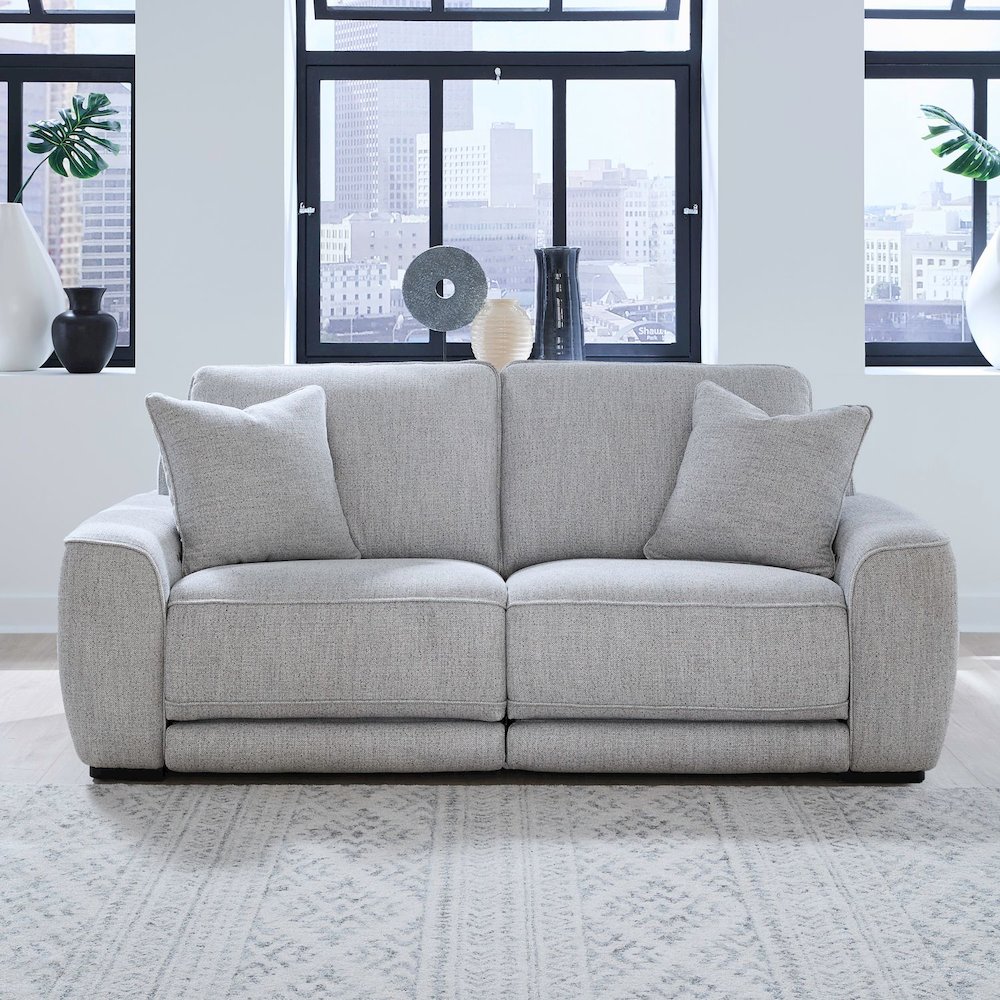 Blake Power Recline Set with Sofa & Recliner Fabric - Estero Smoke Fabric. Picture 3