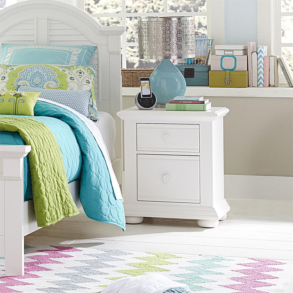 Summer House 2 Drawer Night Stand in Oyster White. Picture 2