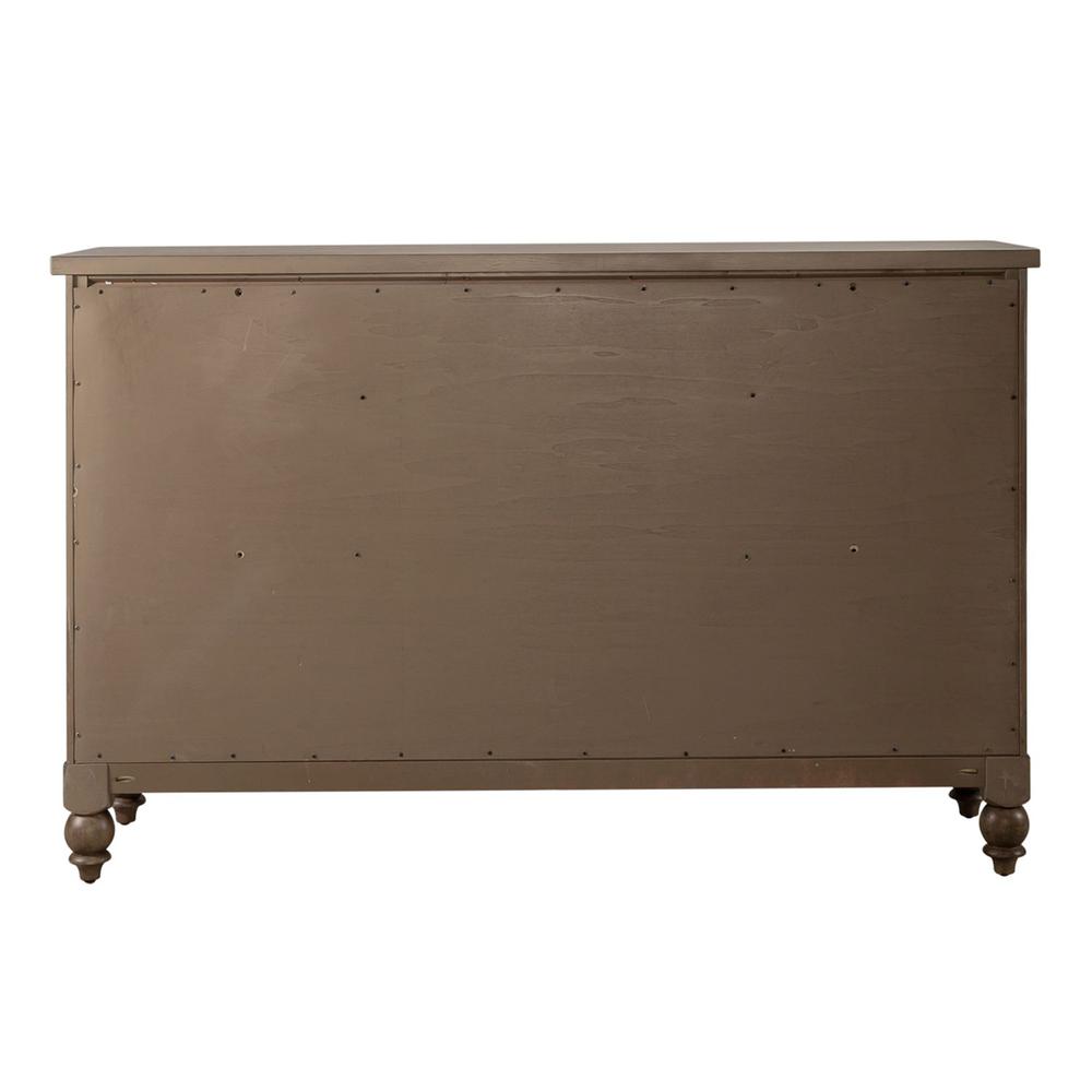 Americana Farmhouse 9 Drawer Dresser, Black in Dusty Taupe. Picture 4